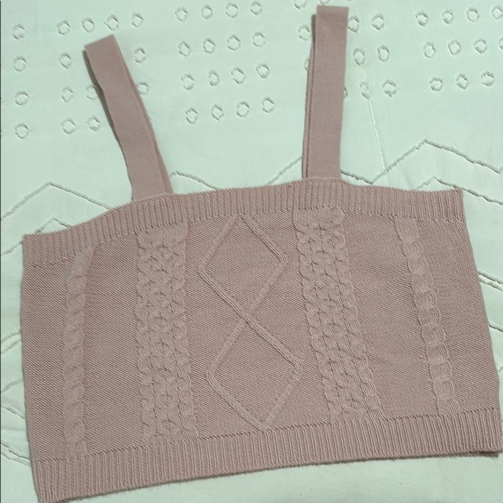 Pink Knit Crop Top
